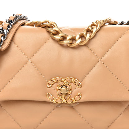 Chanel Lambskin Quilted Medium 19 Flap Dark Beige 10 of 10