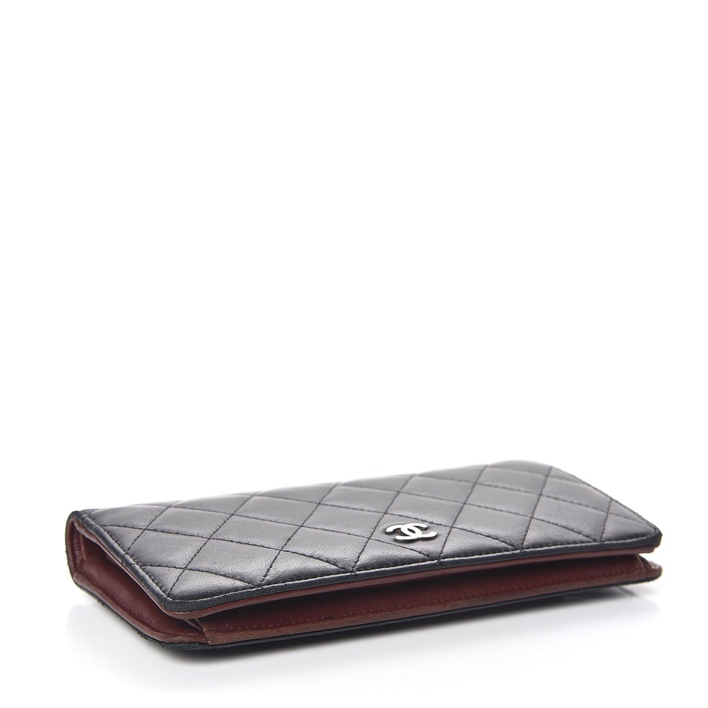 Lambskin Quilted Yen Wallet Black