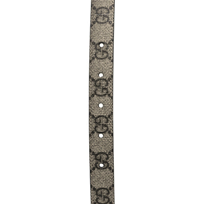 Gucci GG Supreme Monogram Plutone Calfskin Double G Reversible 37mm Belt 70 28 Beige Ebony New Acero 4 of 7