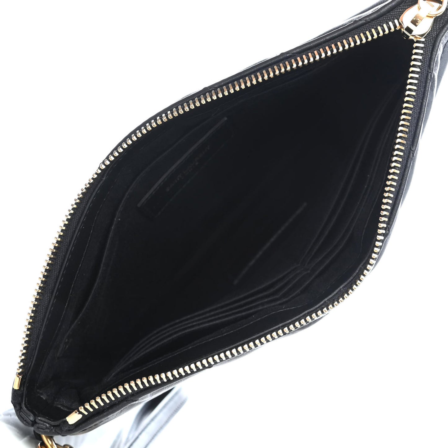 Calfskin Matelasse Chevron Monogram A5 Wristlet Black