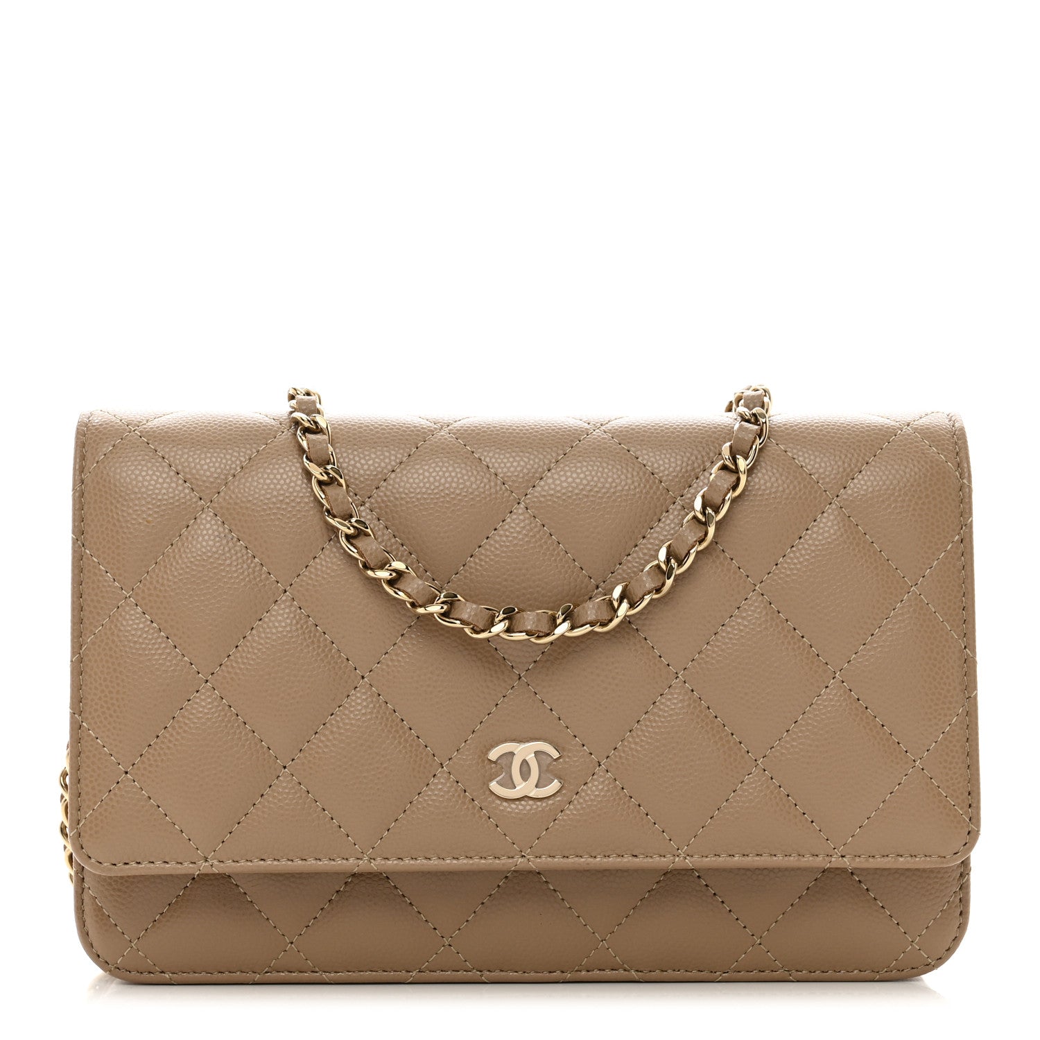 Chanel Caviar Quilted Wallet on Chain WOC Dark Beige 1 of 11