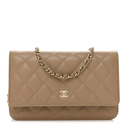 Chanel Caviar Quilted Wallet on Chain WOC Dark Beige 1 of 11