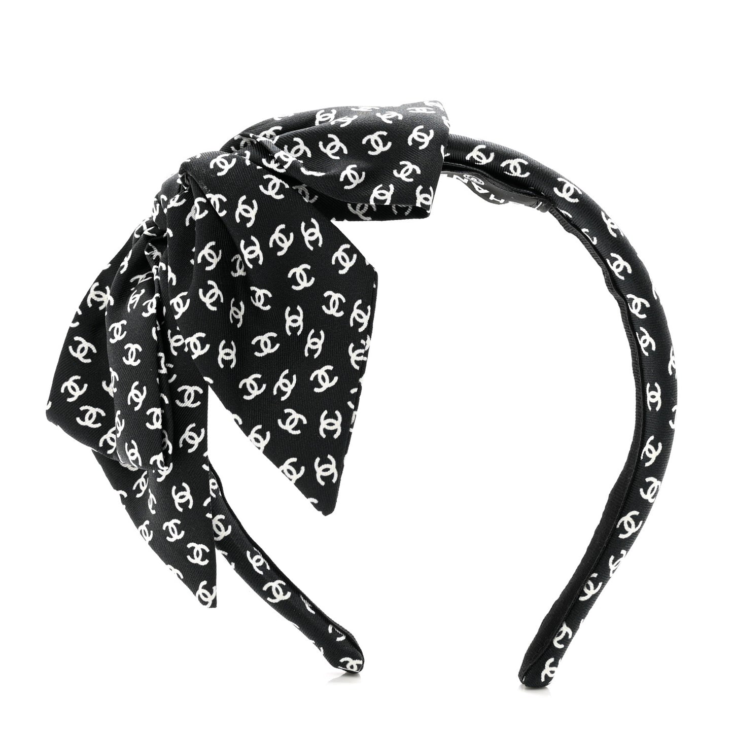 Grosgrain CC Bow Headband Black White