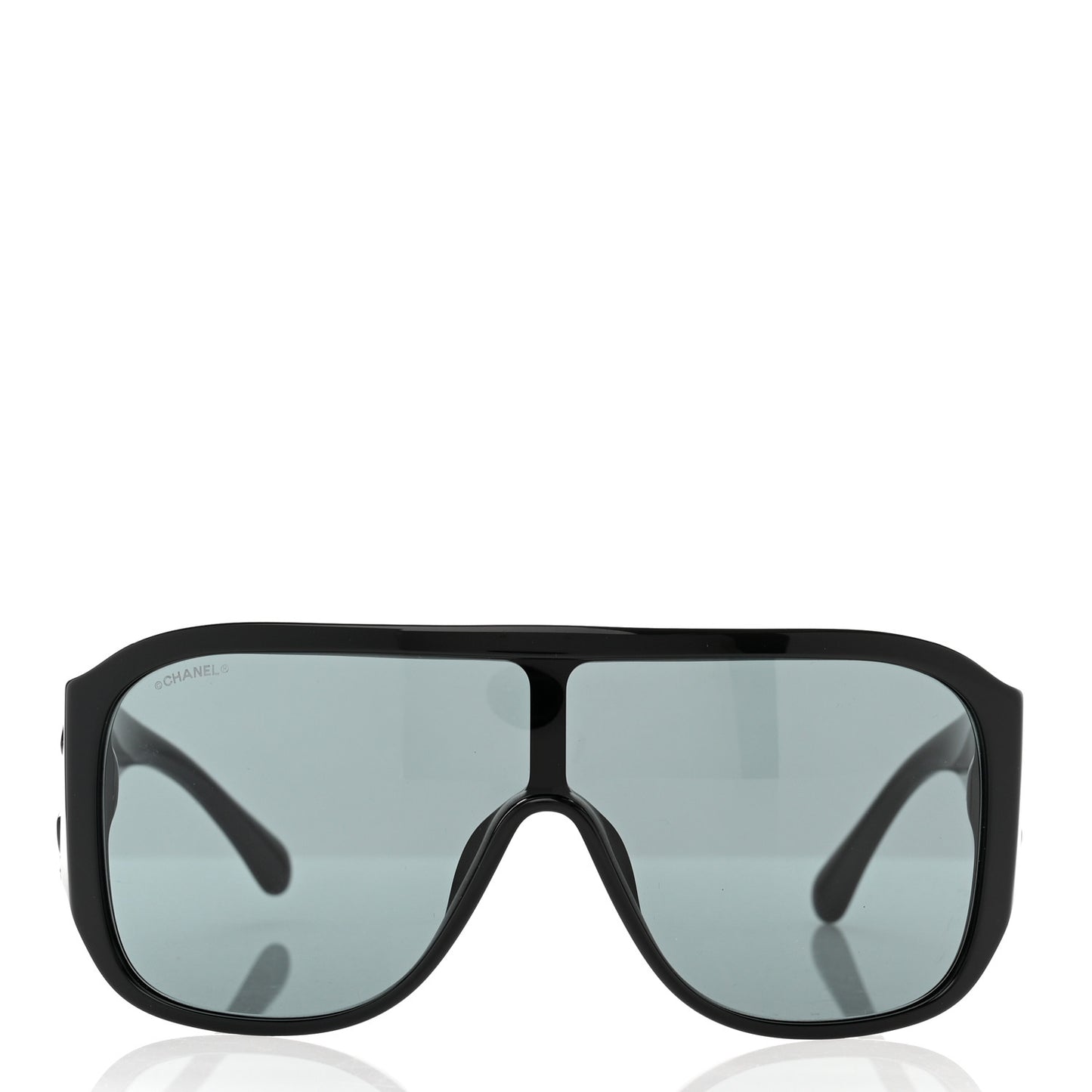 Acetate Crystal CC Shield Sunglasses 5466-B-A Black