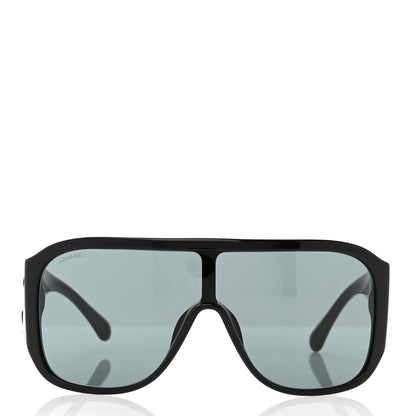 Chanel Acetate Crystal CC Shield Sunglasses 5466-B-A Black 2 of 8