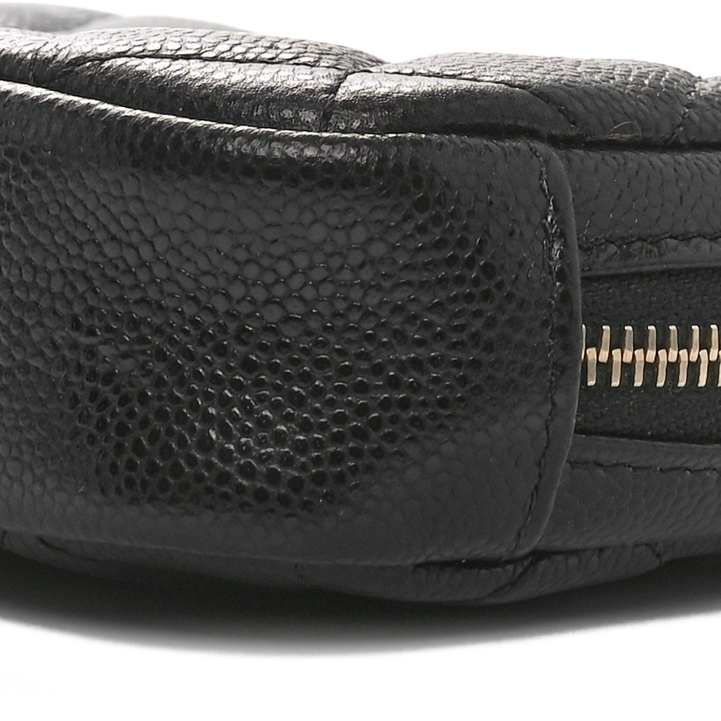 Caviar Quilted Small Curvy Pouch Cosmetic Case Black