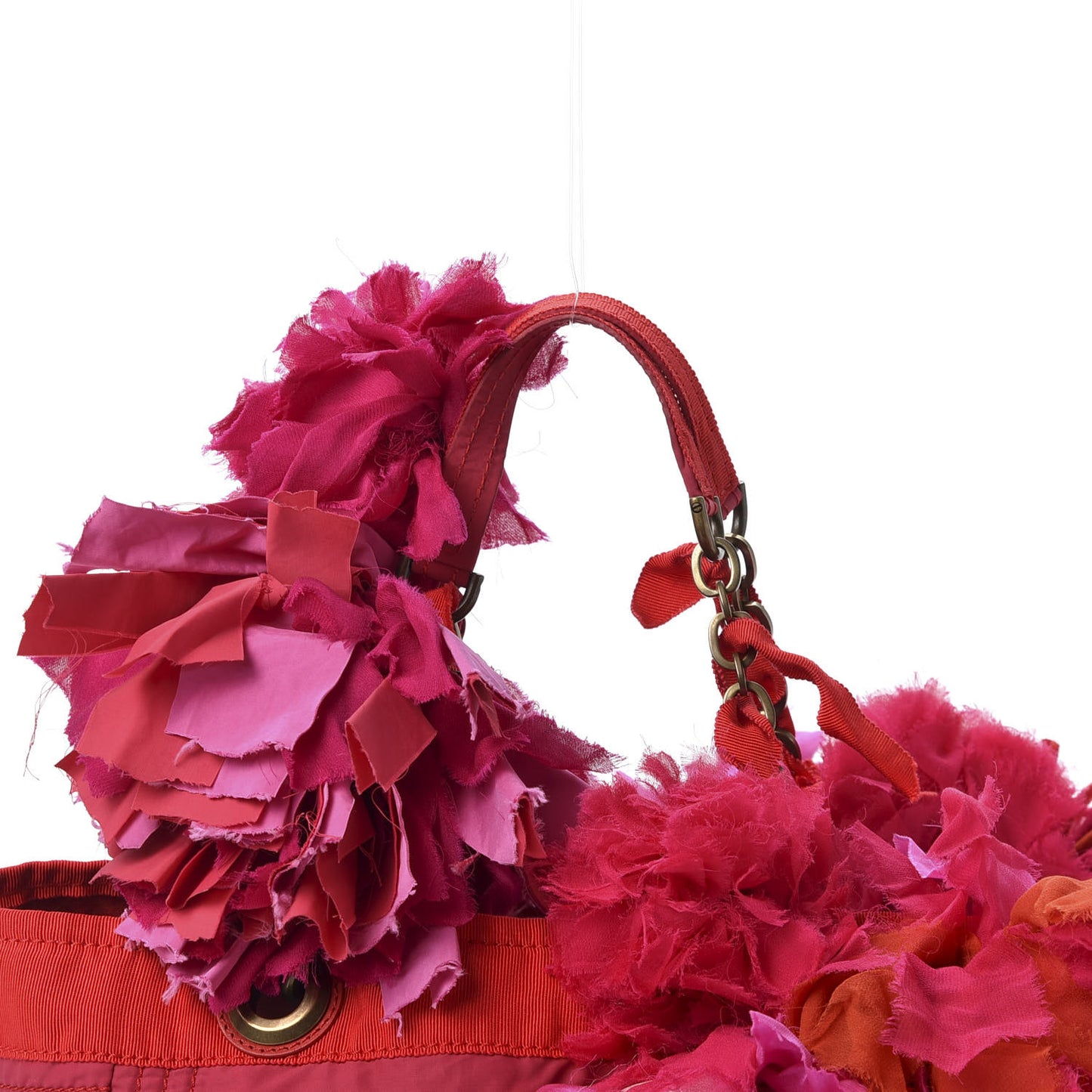 Nylon Taffeta Pom Pom Tote Pink