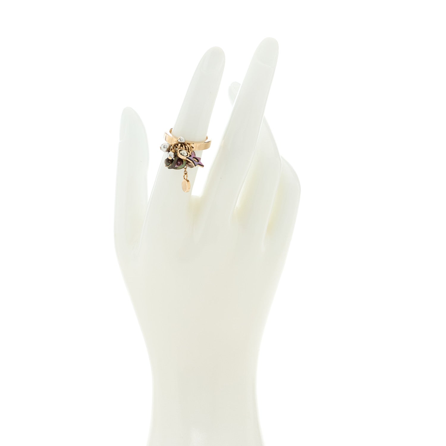 Christian Dior Metal Pearl Star Logo Ring 49 5 Rose Gold 2 of 6