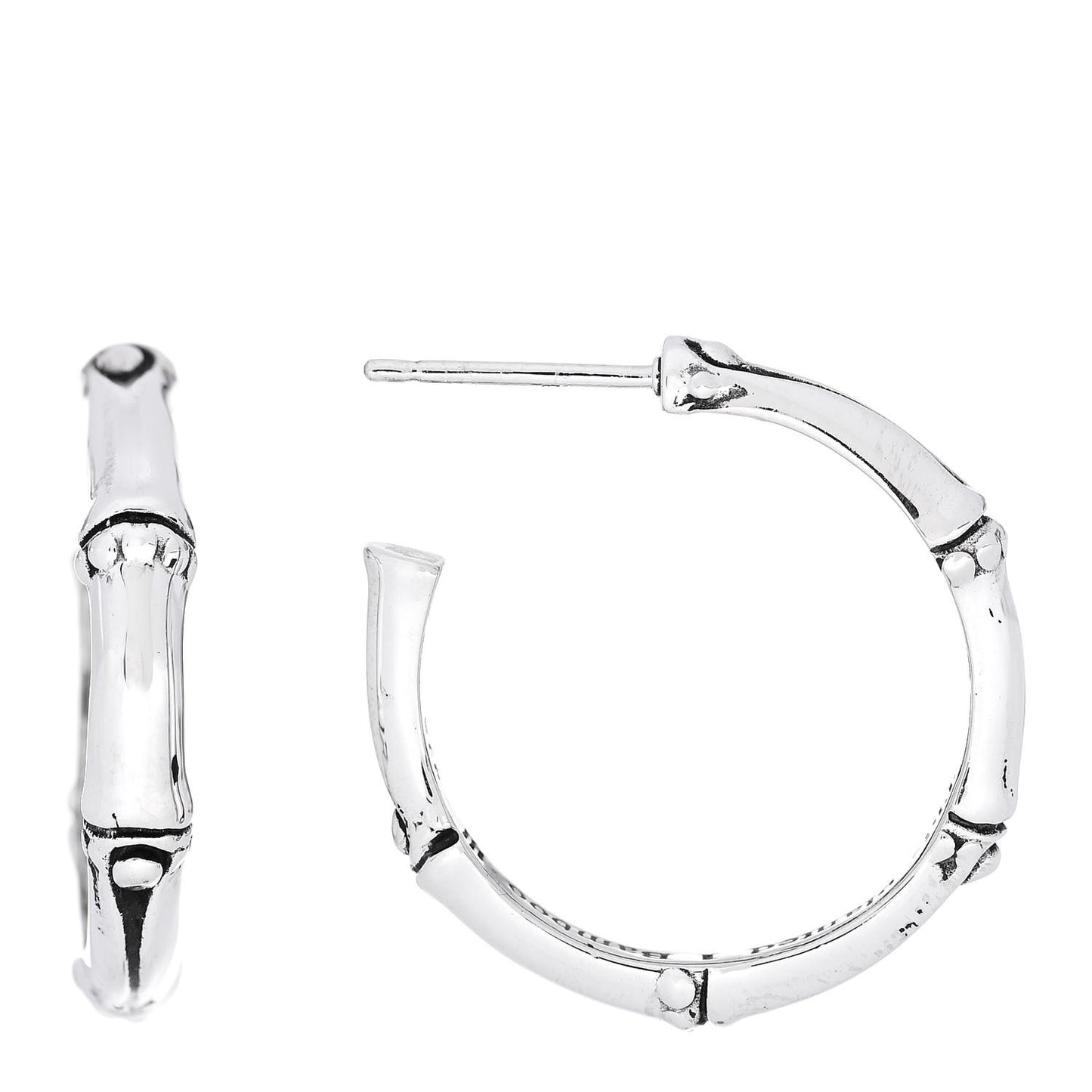 Sterling Silver Small Bamboo Hoop Earrings