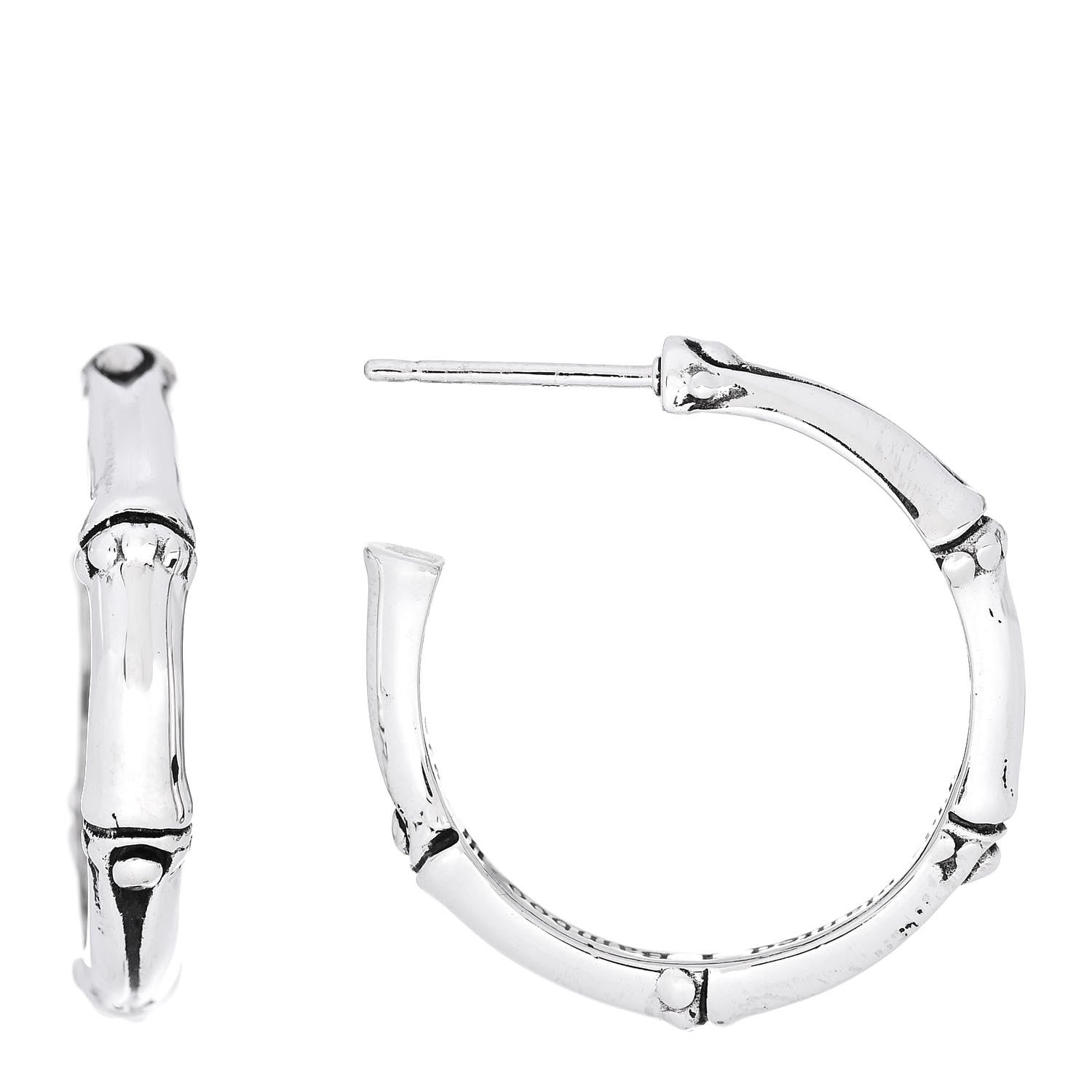 John Hardy Sterling Silver Small Bamboo Hoop Earrings 1 of 5