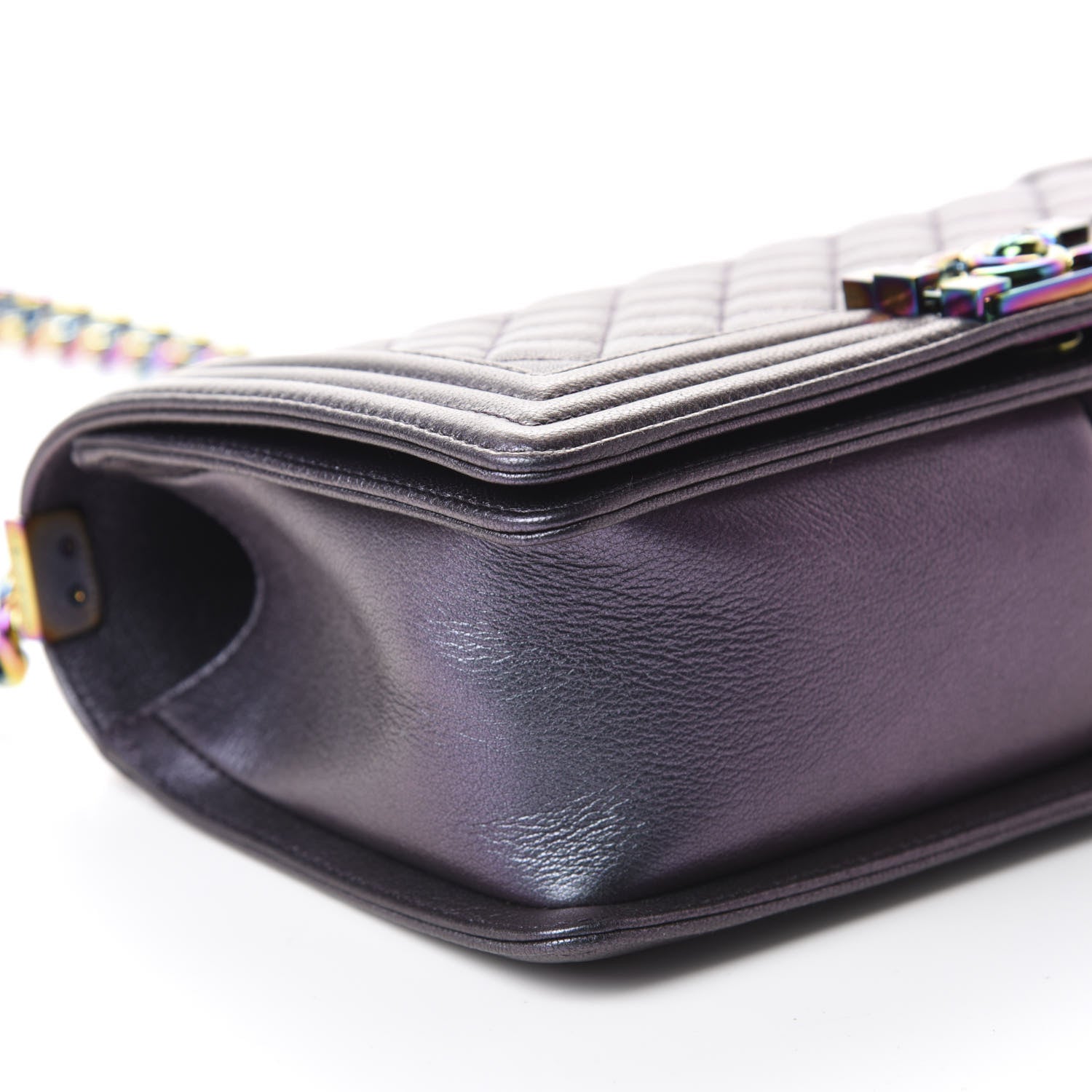 Chanel Iridescent Goatskin Quilted Medium Boy Flap Purple 6 of 10