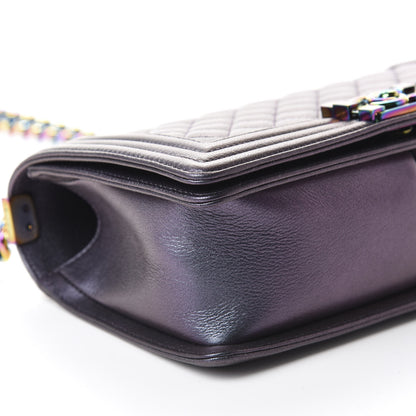 Chanel Iridescent Goatskin Quilted Medium Boy Flap Purple 6 of 10
