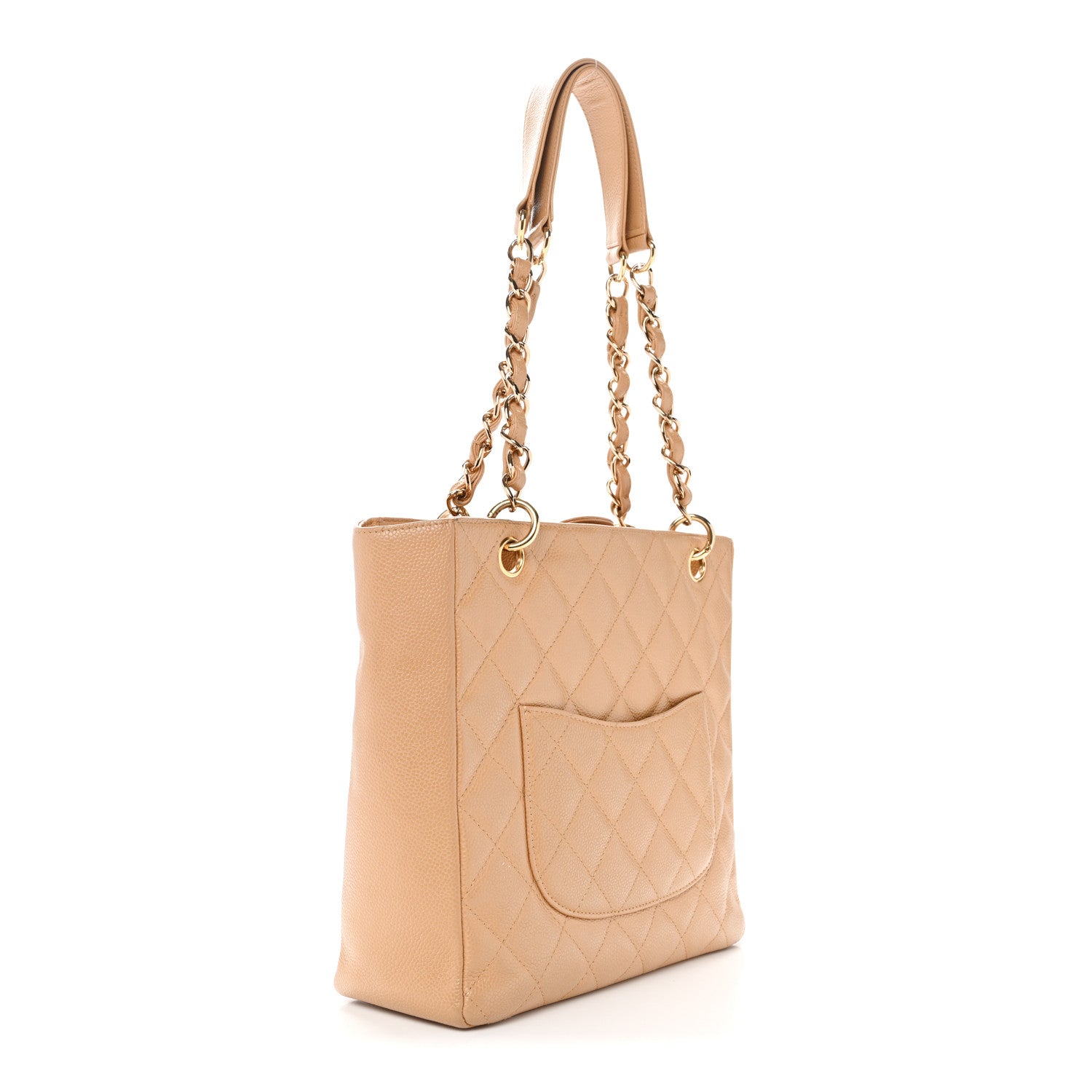 Chanel Caviar Quilted Petit Shopping Tote PST Dark Beige 3 of 14