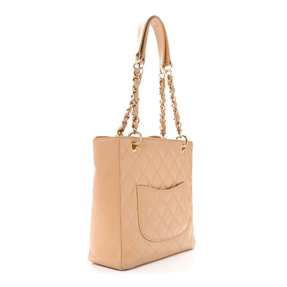 Chanel Caviar Quilted Petit Shopping Tote PST Dark Beige 3 of 14
