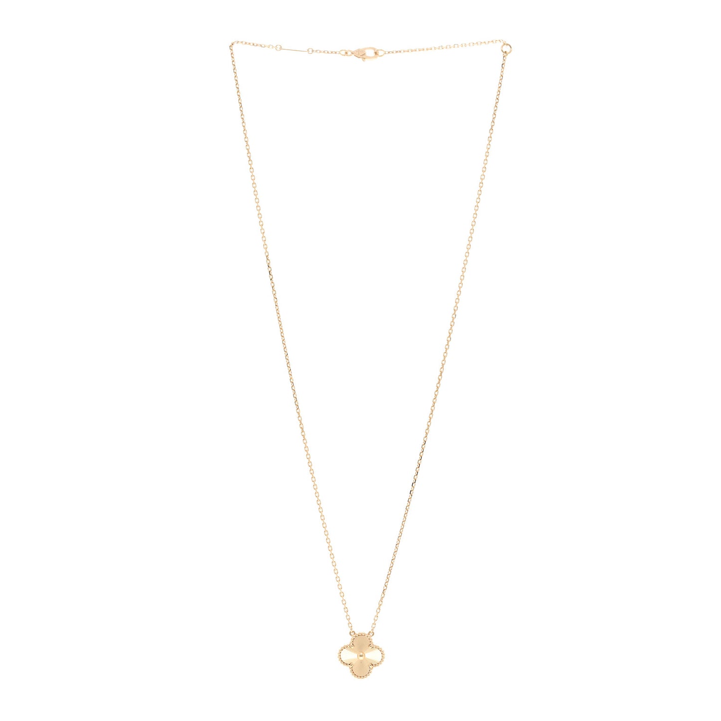 18K Yellow Gold Guilloche Vintage Alhambra Pendant Necklace