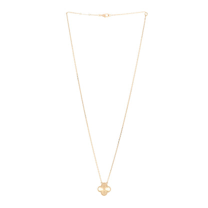 Van Cleef & Arpels 18K Yellow Gold Guilloche Vintage Alhambra Pendant Necklace 3 of 5