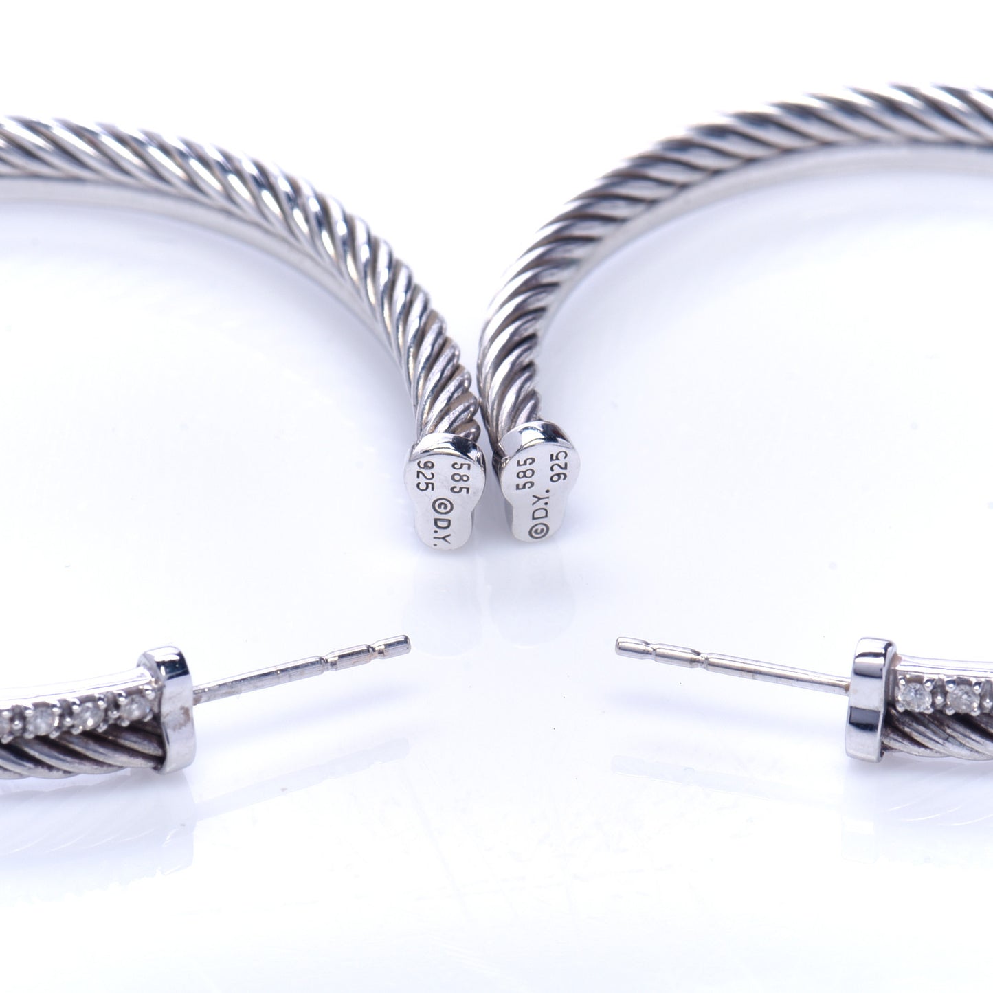 Sterling Silver Diamond Extra Large Crossover Hoop Earrings