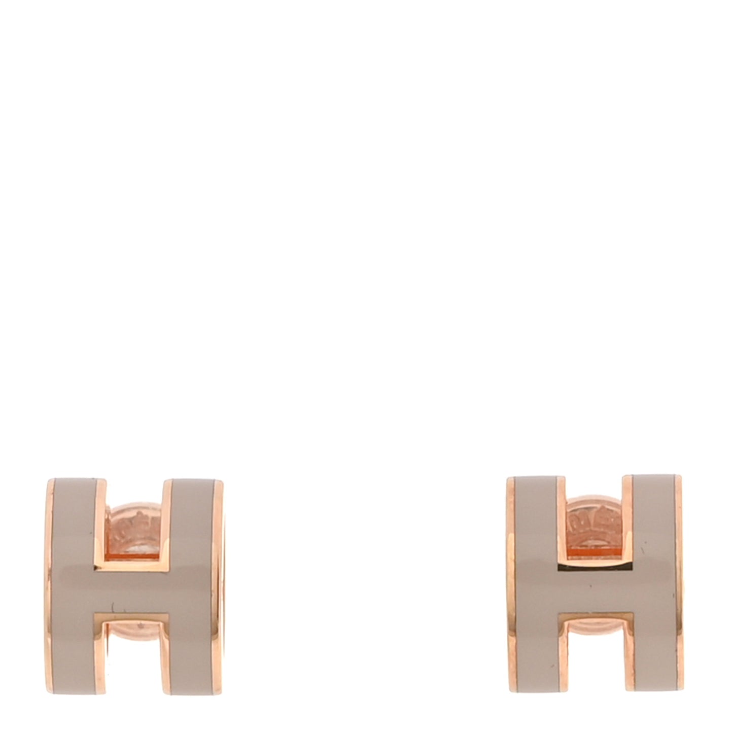 Rose Gold Lacquered Mini Pop H Earrings  Marron Glace