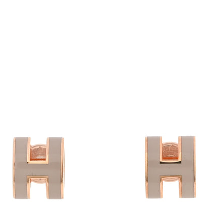 Hermes Rose Gold Lacquered Mini Pop H Earrings  Marron Glace 1 of 5