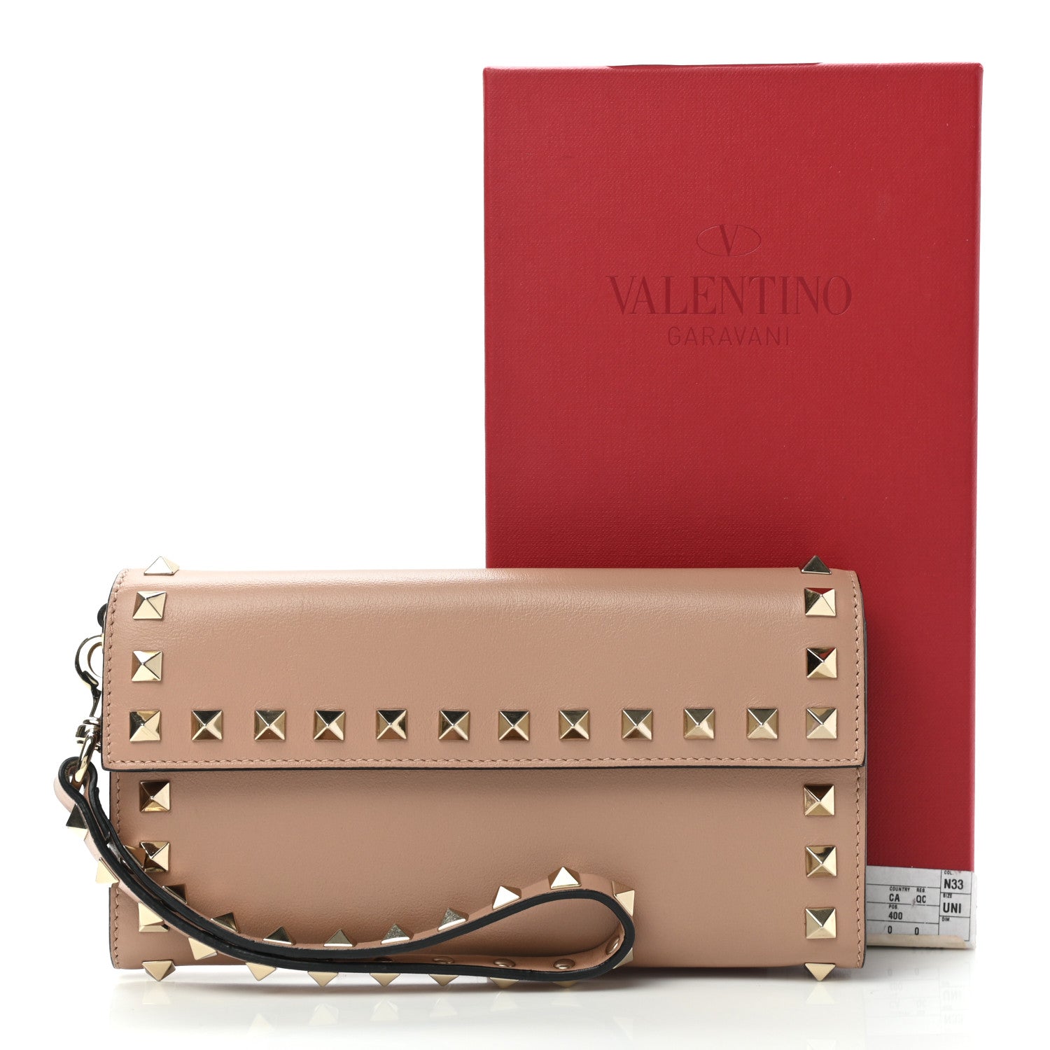 Valentino Garavani Calfskin Rockstud Wristlet Wallet Soft Noisette 9 of 9