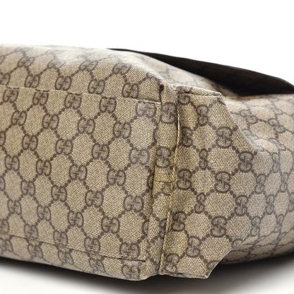 Gucci GG Supreme Monogram Selleria Calfskin Messenger Diaper Bag Beige Ebony Cocoa Dark Chocolate 9 of 16
