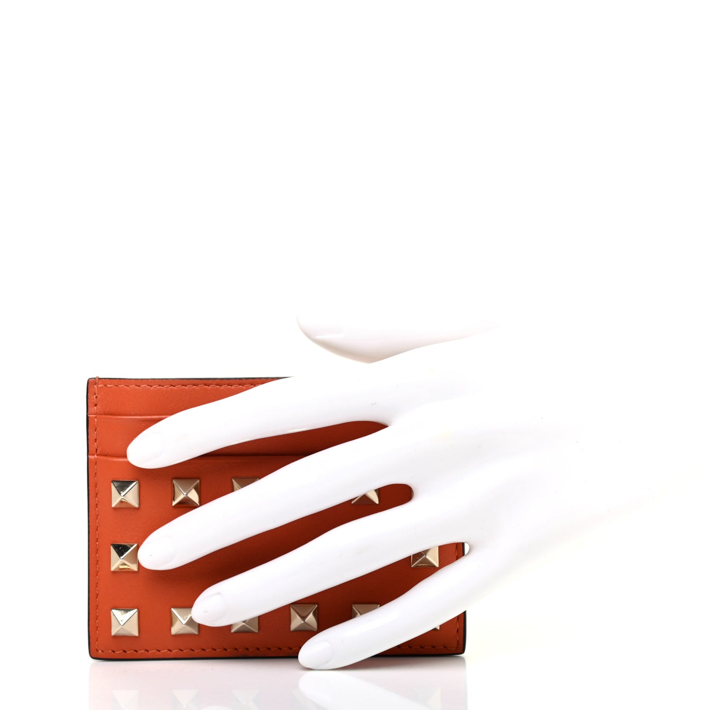 Vitello Rockstud Card Holder Orange