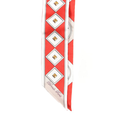Hermes Silk Colliers Et Chiens Twilly Rouge White Mastic 2 of 3