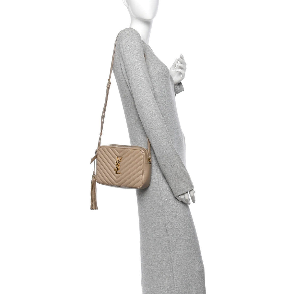 Calfskin Matelasse Monogram Lou Camera Bag Dark Beige