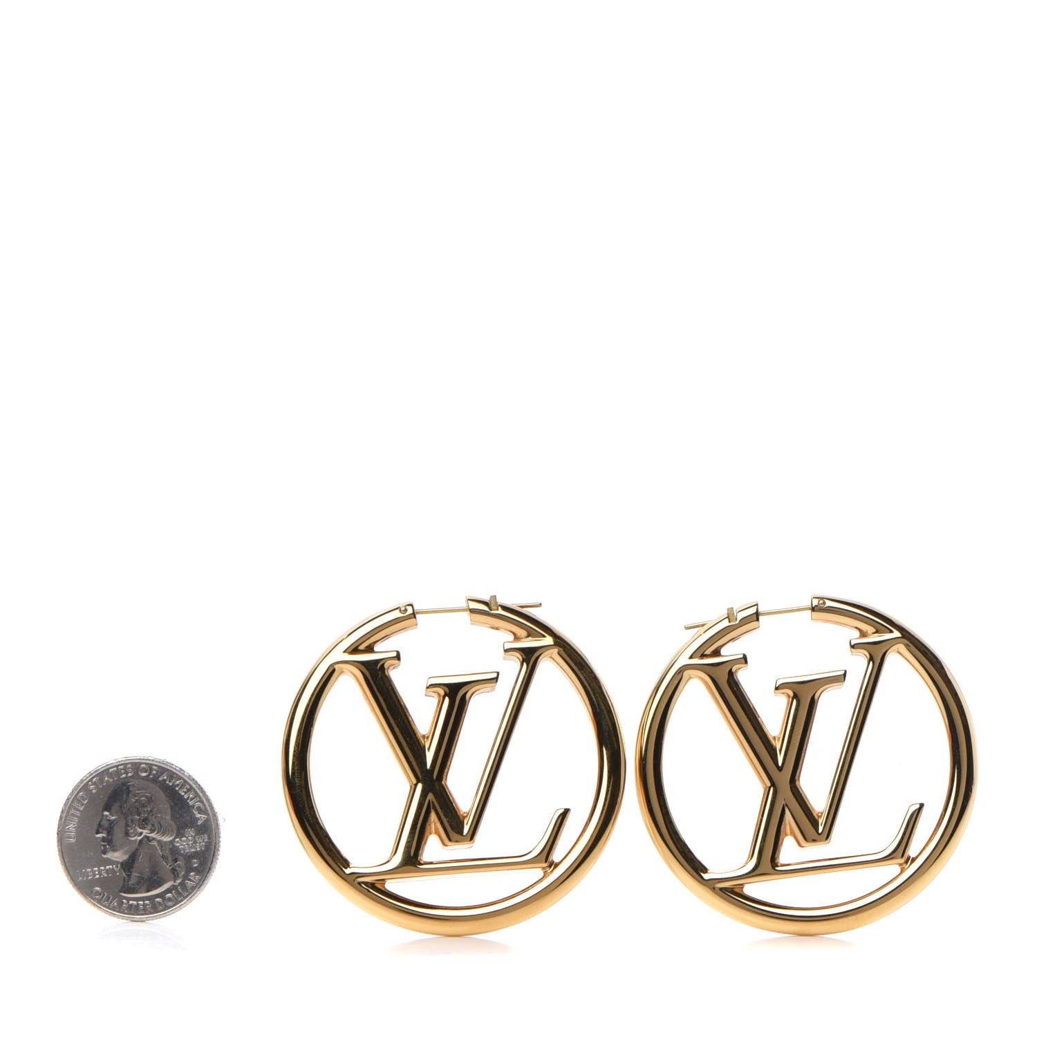 Louis Vuitton Metal Louise Hoop Earrings Gold 2 of 5