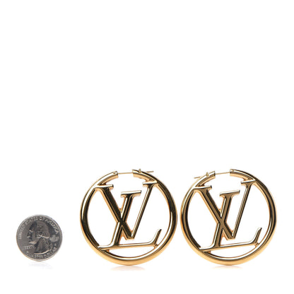 Louis Vuitton Metal Louise Hoop Earrings Gold 2 of 5