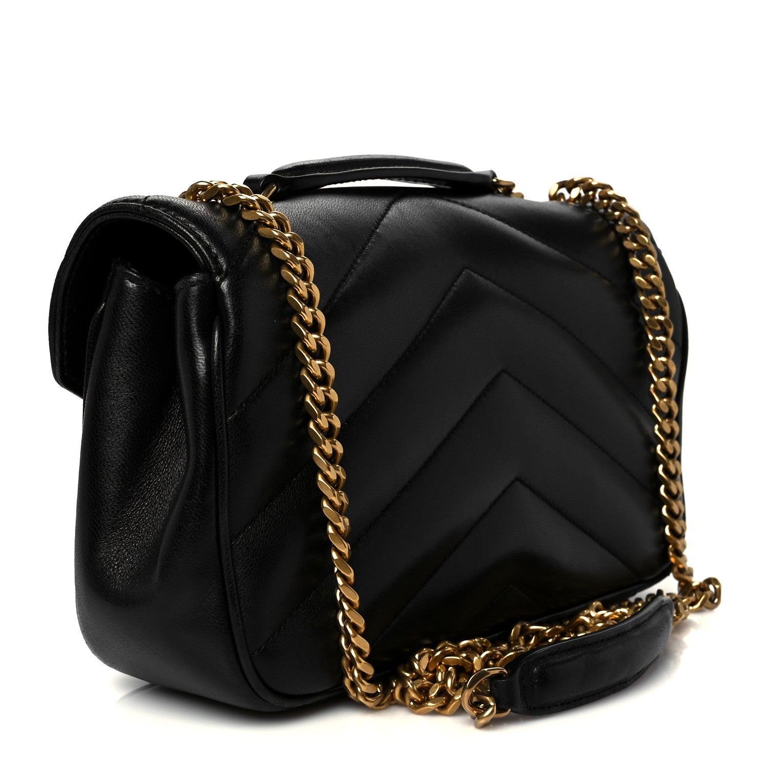 Saint Laurent Lambskin Chevron Quilted Small Loulou Black 4 of 13