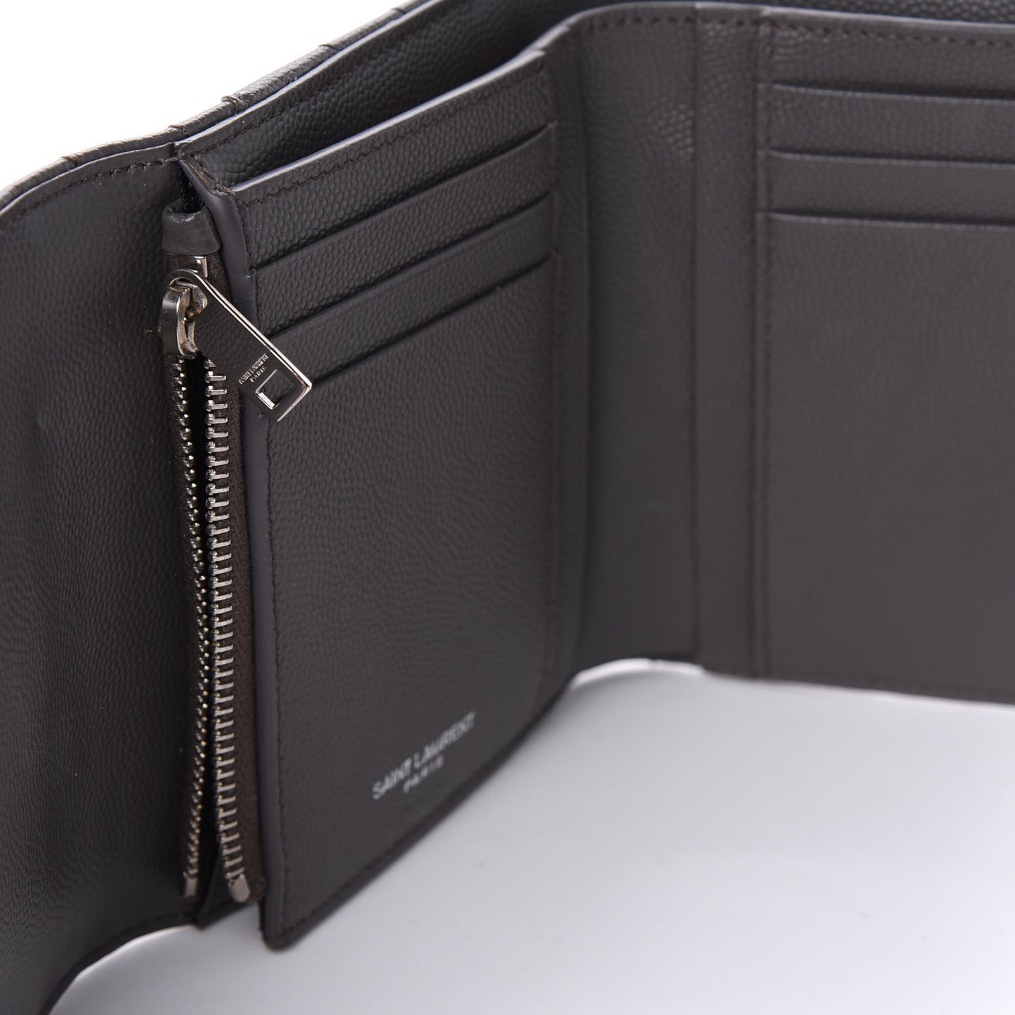Grain De Poudre Matelasse Chevron Monogram Compact Tri Fold Wallet Earth