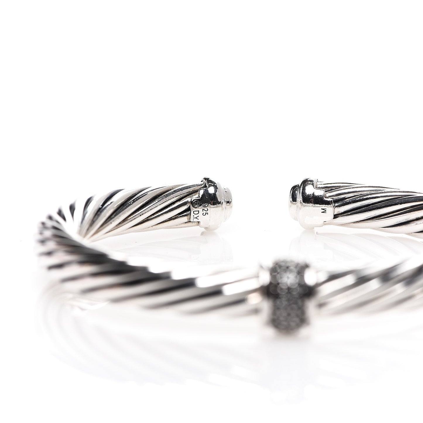 Sterling Silver Black Diamond 7mm Cable Classics Station Bracelet