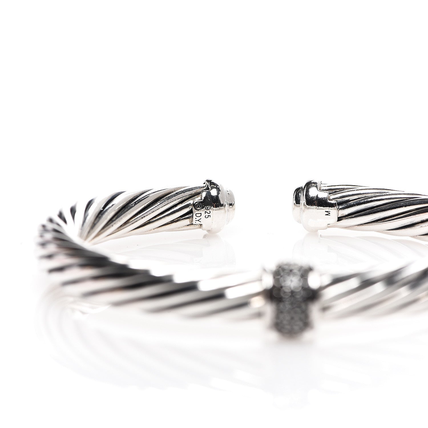 David Yurman Sterling Silver Black Diamond 7mm Cable Classics Station Bracelet 3 of 3