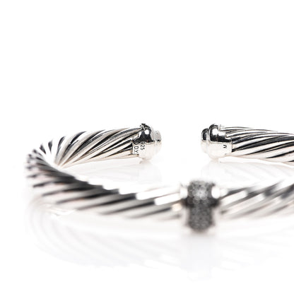 David Yurman Sterling Silver Black Diamond 7mm Cable Classics Station Bracelet 3 of 3