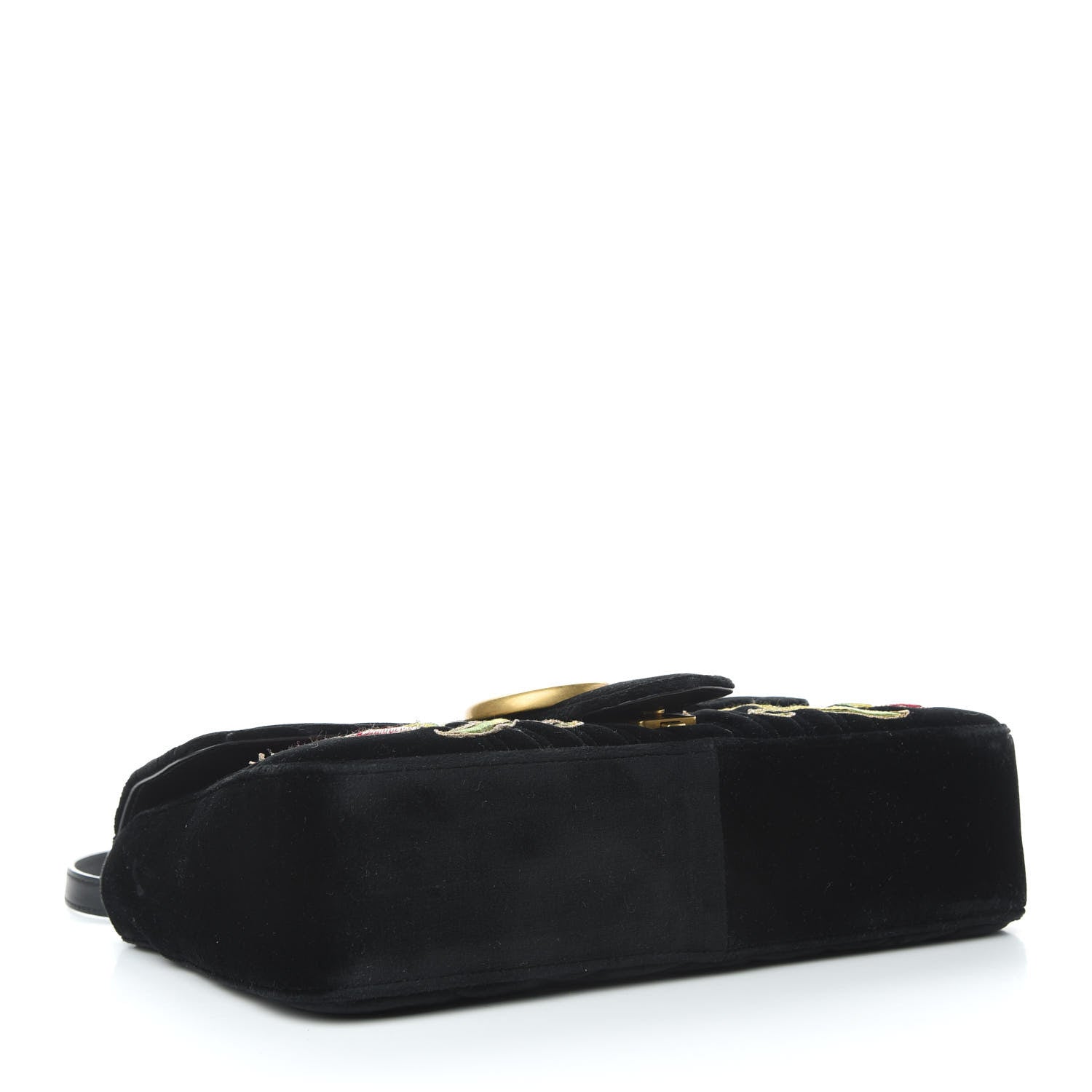 Gucci Velvet Matelasse Loved Embroidered Medium GG Marmont Shoulder Bag Black 5 of 10