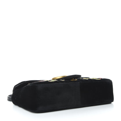 Gucci Velvet Matelasse Loved Embroidered Medium GG Marmont Shoulder Bag Black 5 of 10