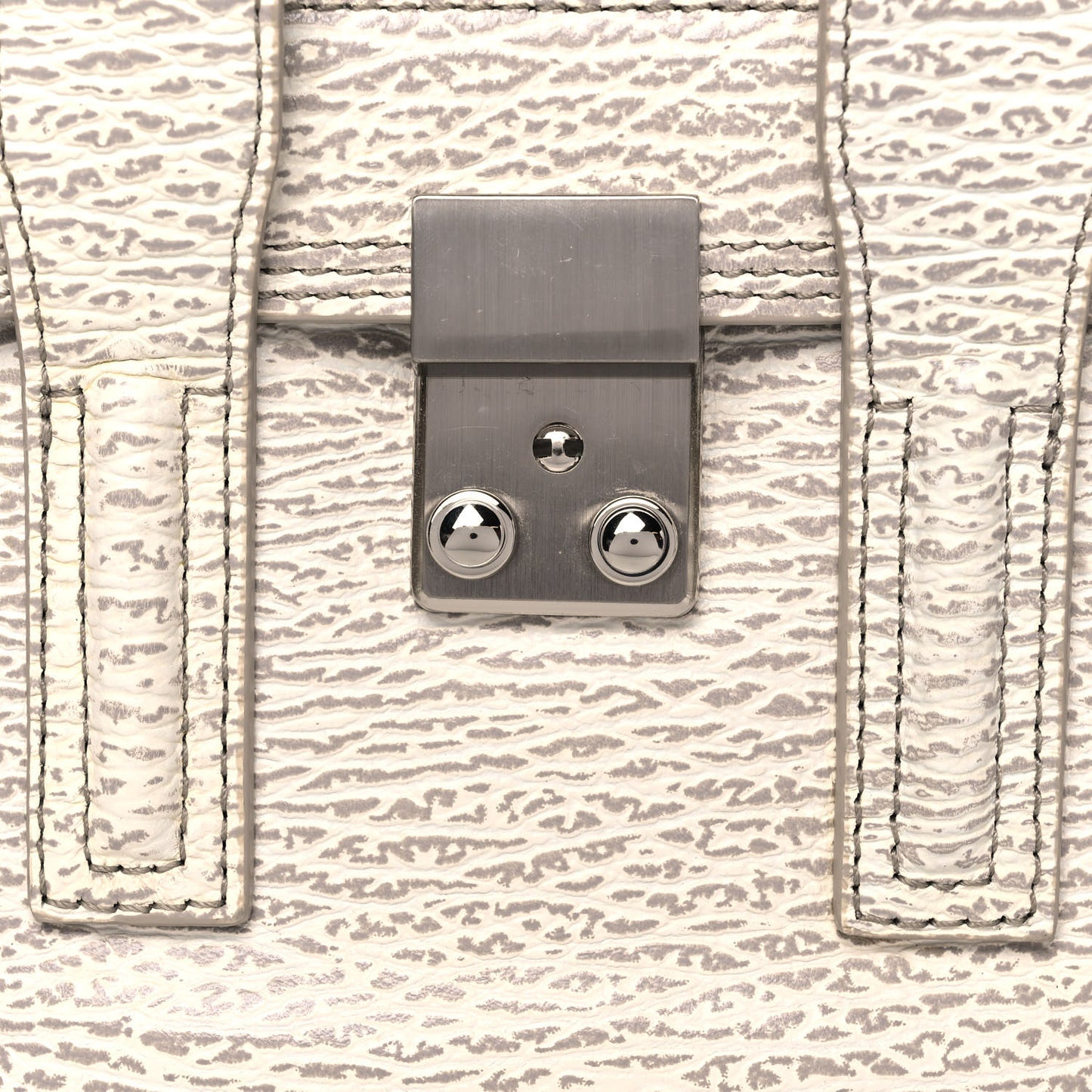 Shark Embossed Textured Calfskin Mini Pashli Satchel Ivory Dove