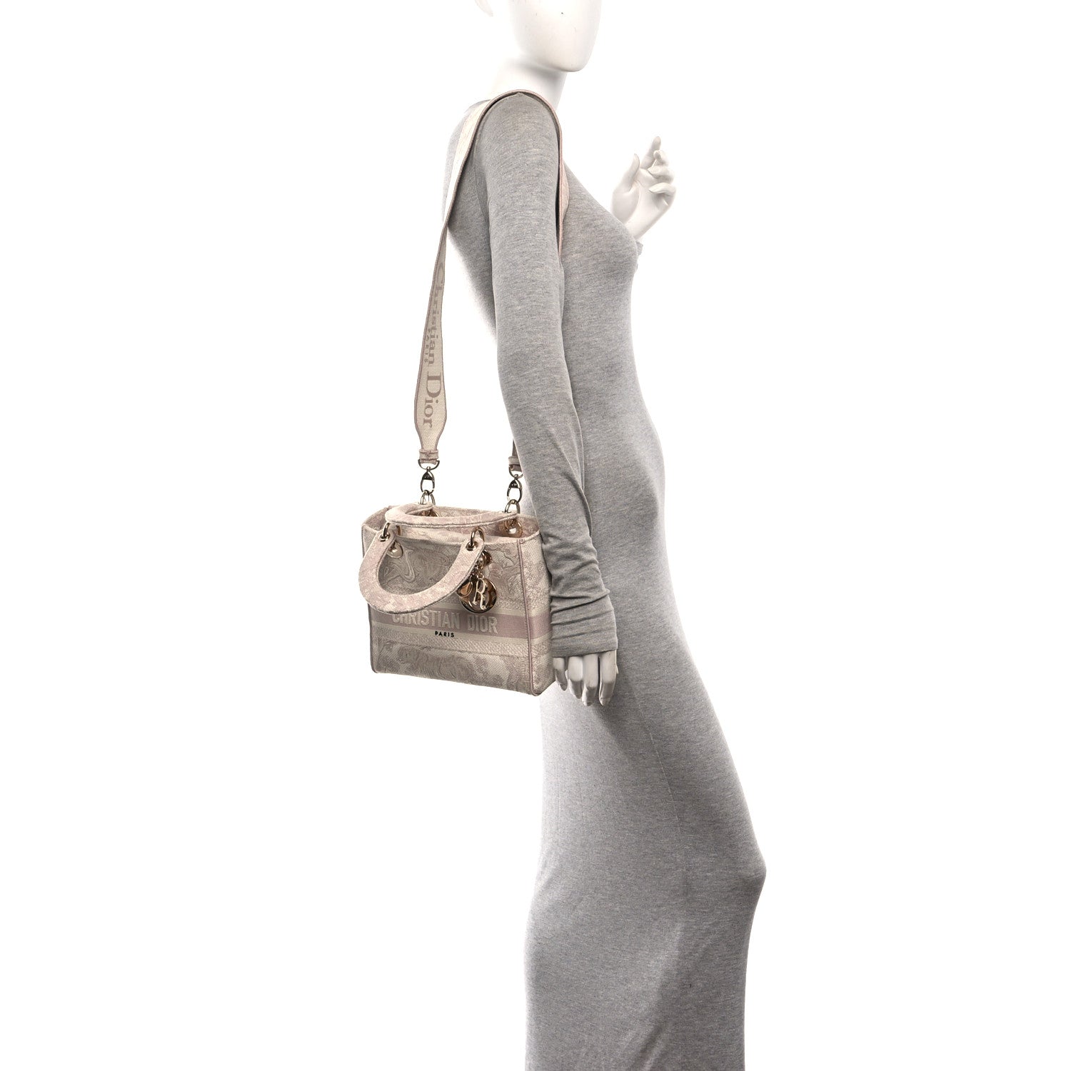 Christian Dior Canvas Toile De Jouy Embroidered Medium Lady D-Lite Rose 2 of 10