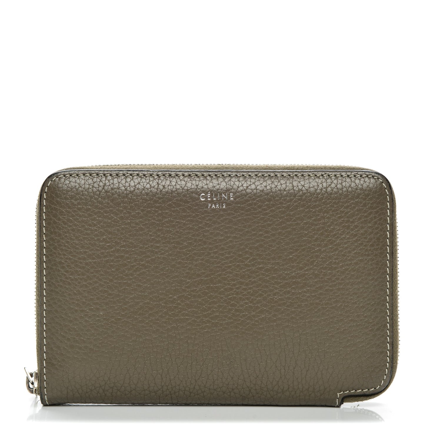 Drummed Calfskin Zip Around Multifunction Wallet Souris