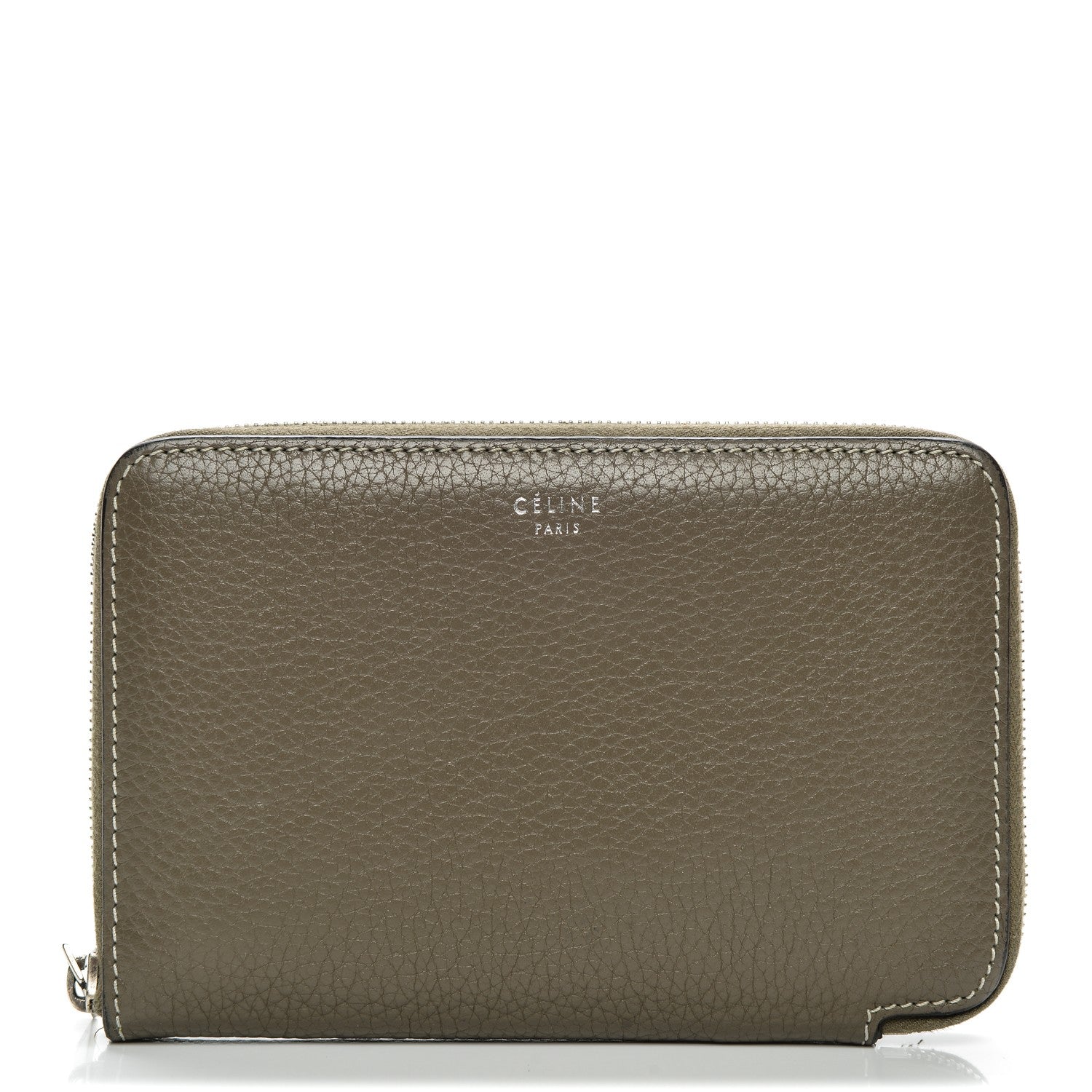 Celine Drummed Calfskin Zip Around Multifunction Wallet Souris 1 of 8