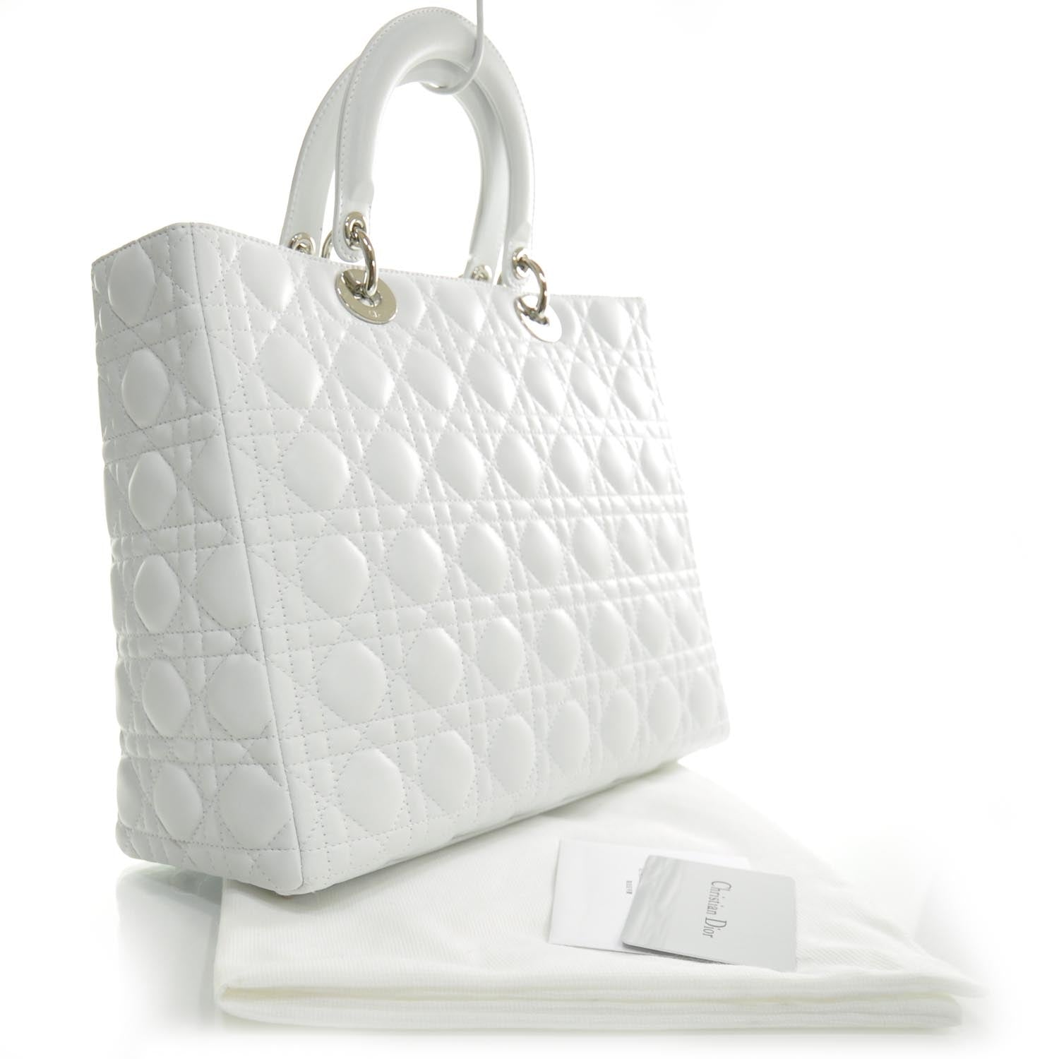 Christian Dior Lambskin Cannage Large Lady Dior White 2 of 8