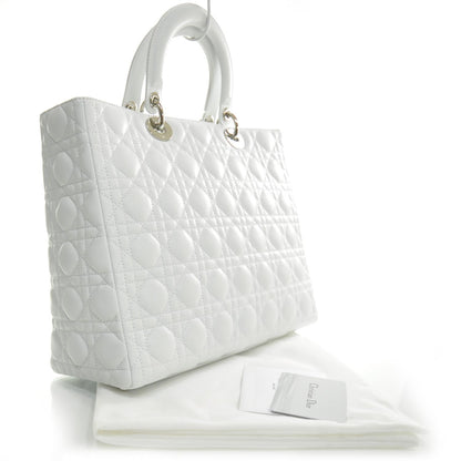 Christian Dior Lambskin Cannage Large Lady Dior White 2 of 8