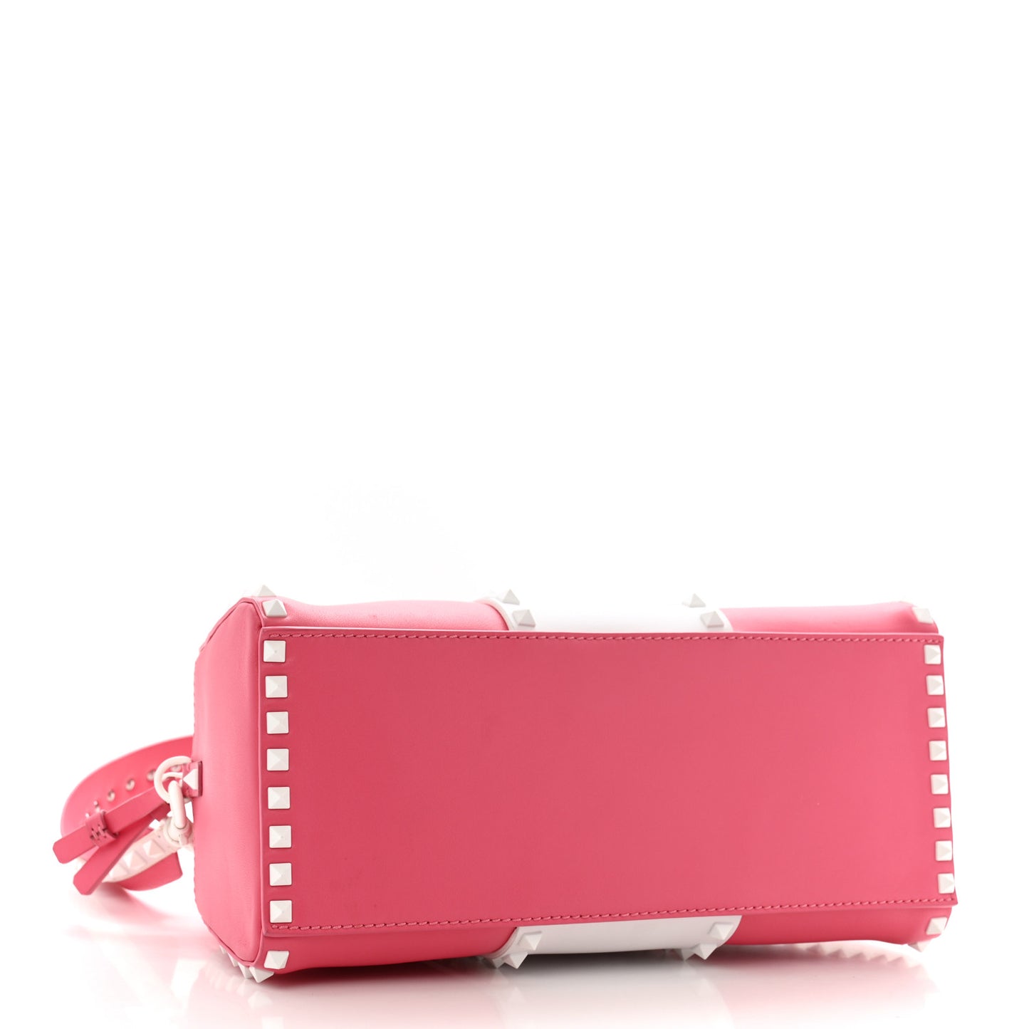 Vitello Colorblock Free Rockstud Top Handle Shoulder Bag Pink Optic White