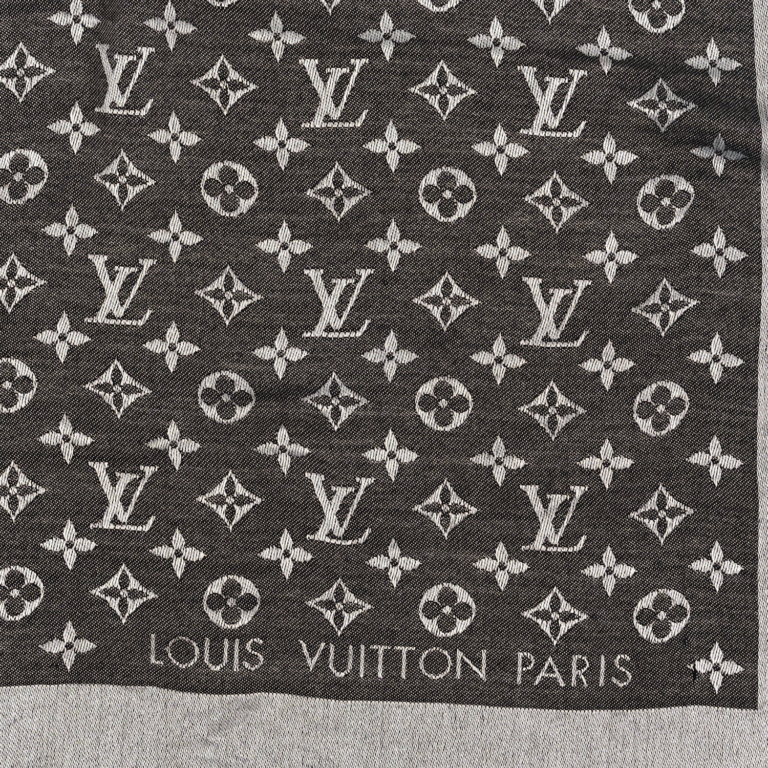 Louis Vuitton Silk Wool Monogram Denim Shawl Black 2 of 4