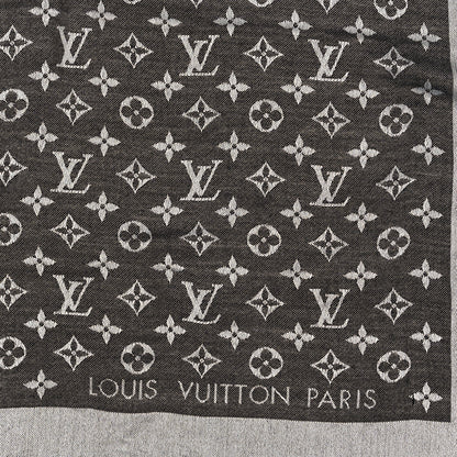 Louis Vuitton Silk Wool Monogram Denim Shawl Black 2 of 4