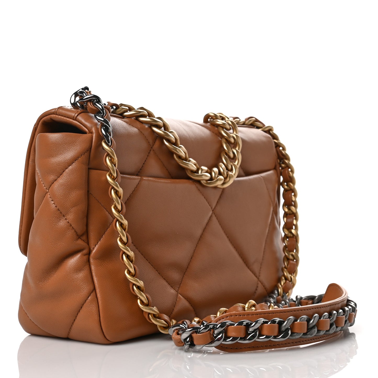 Lambskin Quilted Medium Chanel 19 Flap Brown