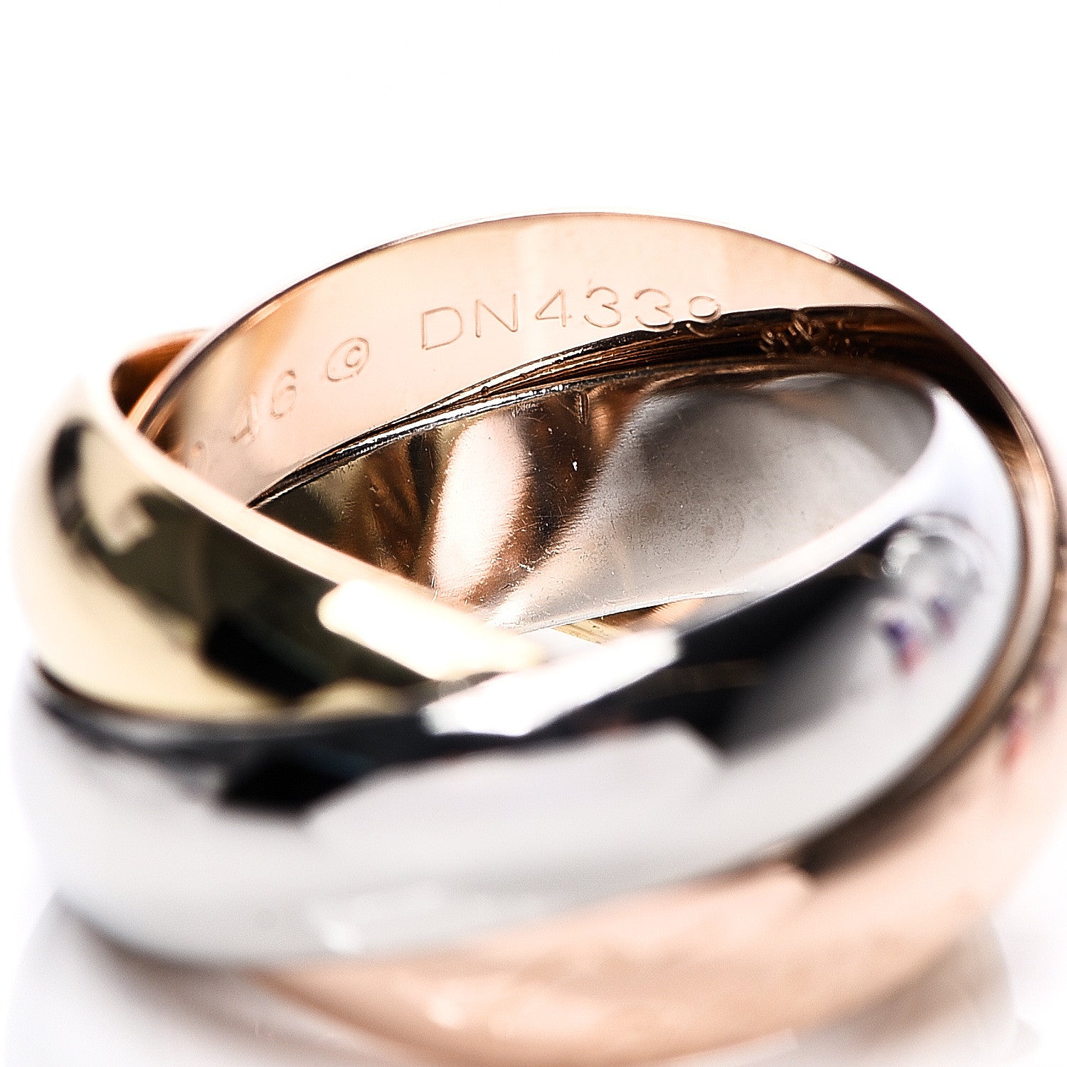 Cartier 18K Pink Yellow White Gold Large Trinity Ring 46 3.75 3 of 4