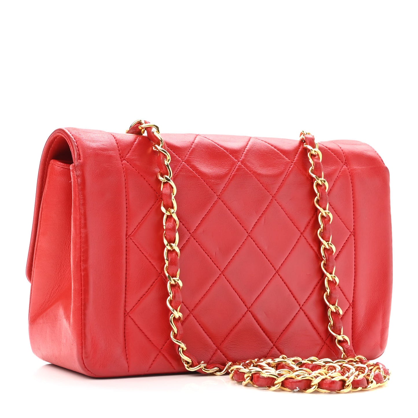 Lambskin Quilted Small Single Flap Red