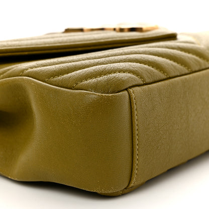 Saint Laurent Sheepskin Matelasse Chevron Monogram Medium College Bag Olive 10 of 12